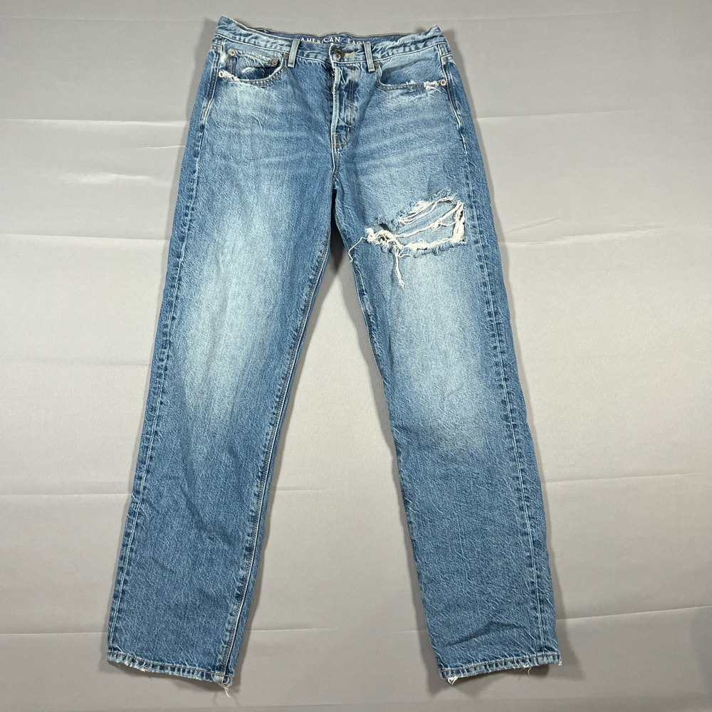 American Eagle Outfitters 90s‎ Boyfriend Jeans Womens 4 Blue Cotton Distressed